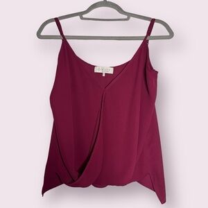 WAYF Raspberry Maroon Surplice Cami Blouse XS